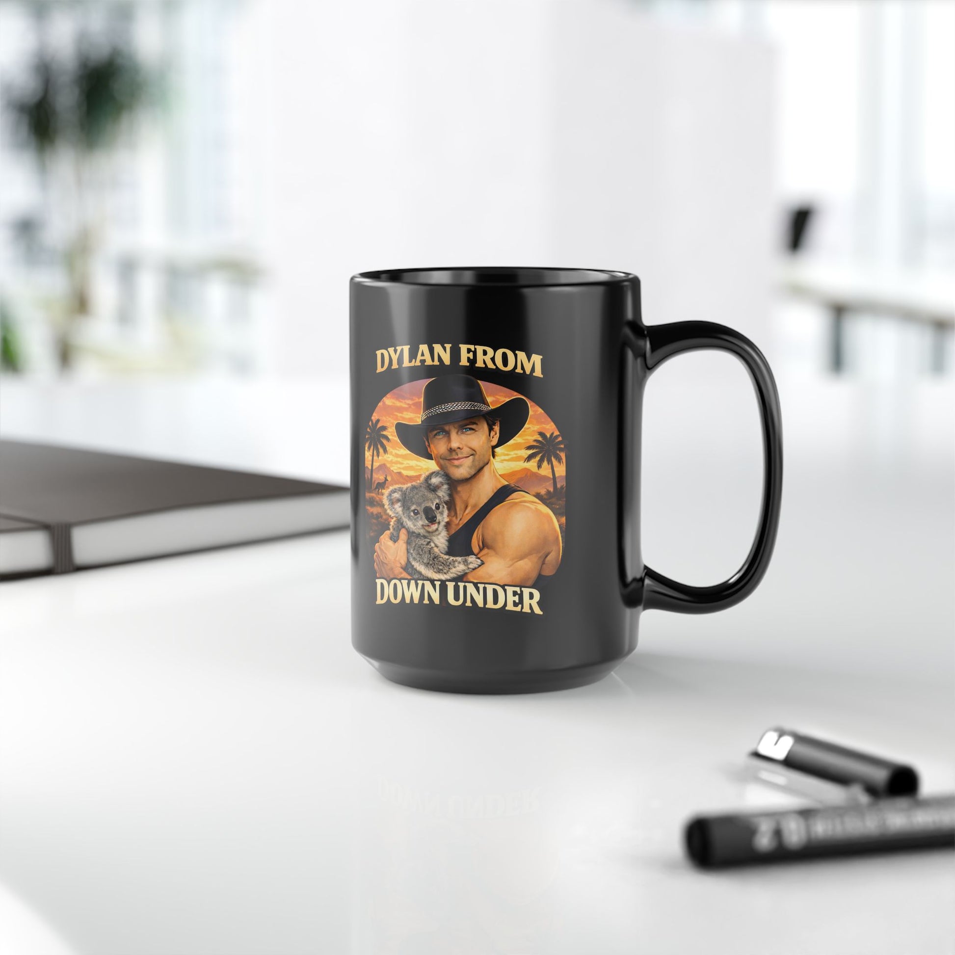 Dylan from Down Under 15 oz Coffee Mug - Limited Edition Black