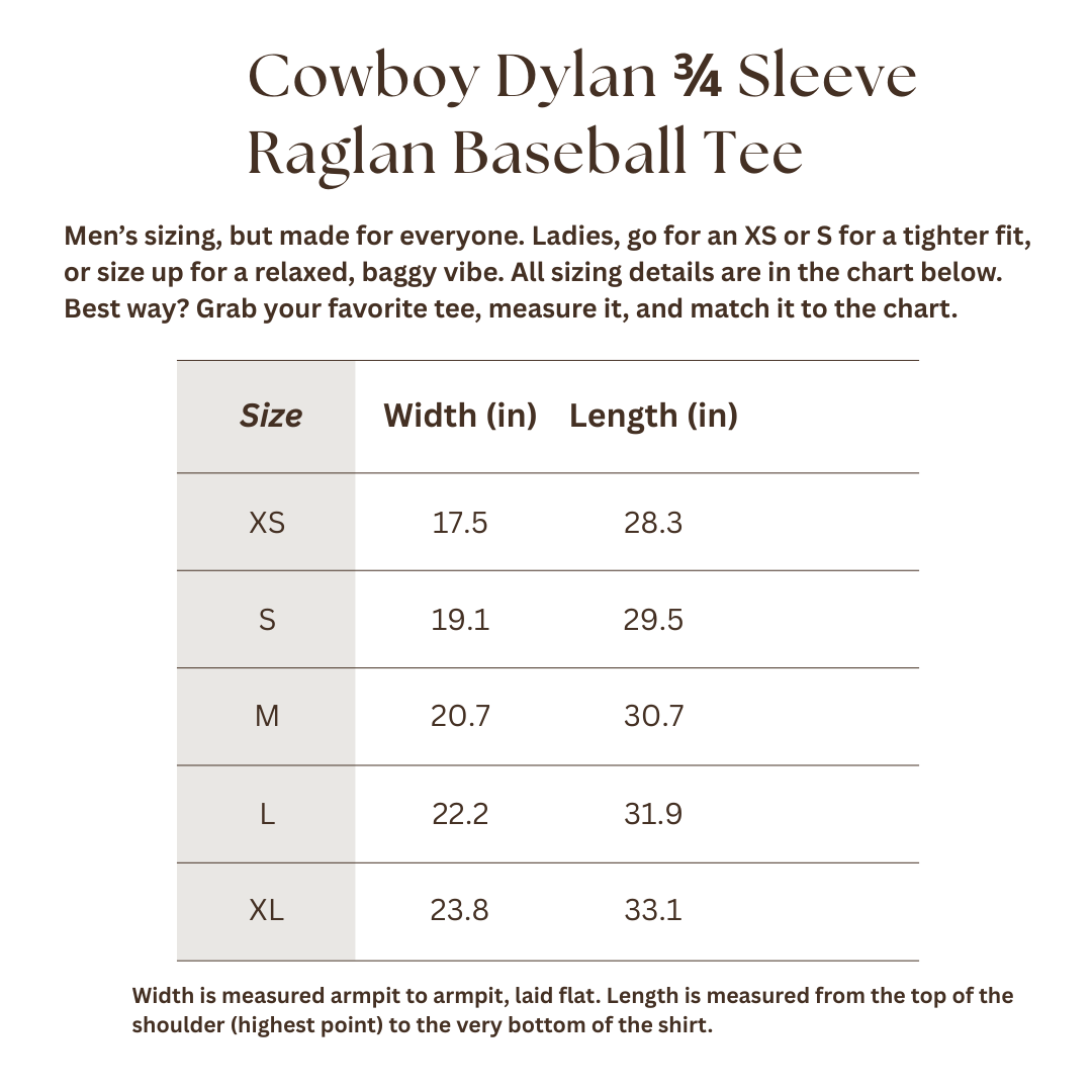 Cowboy Dylan ¾ Sleeve Raglan Baseball Tee